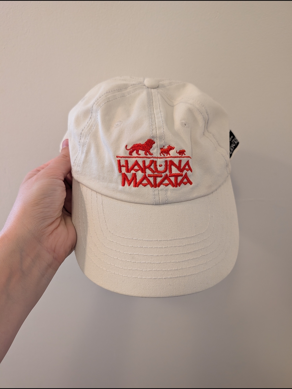 Disney The Lion King Hakuna Matata White Baseball Cap with Red Embroidery